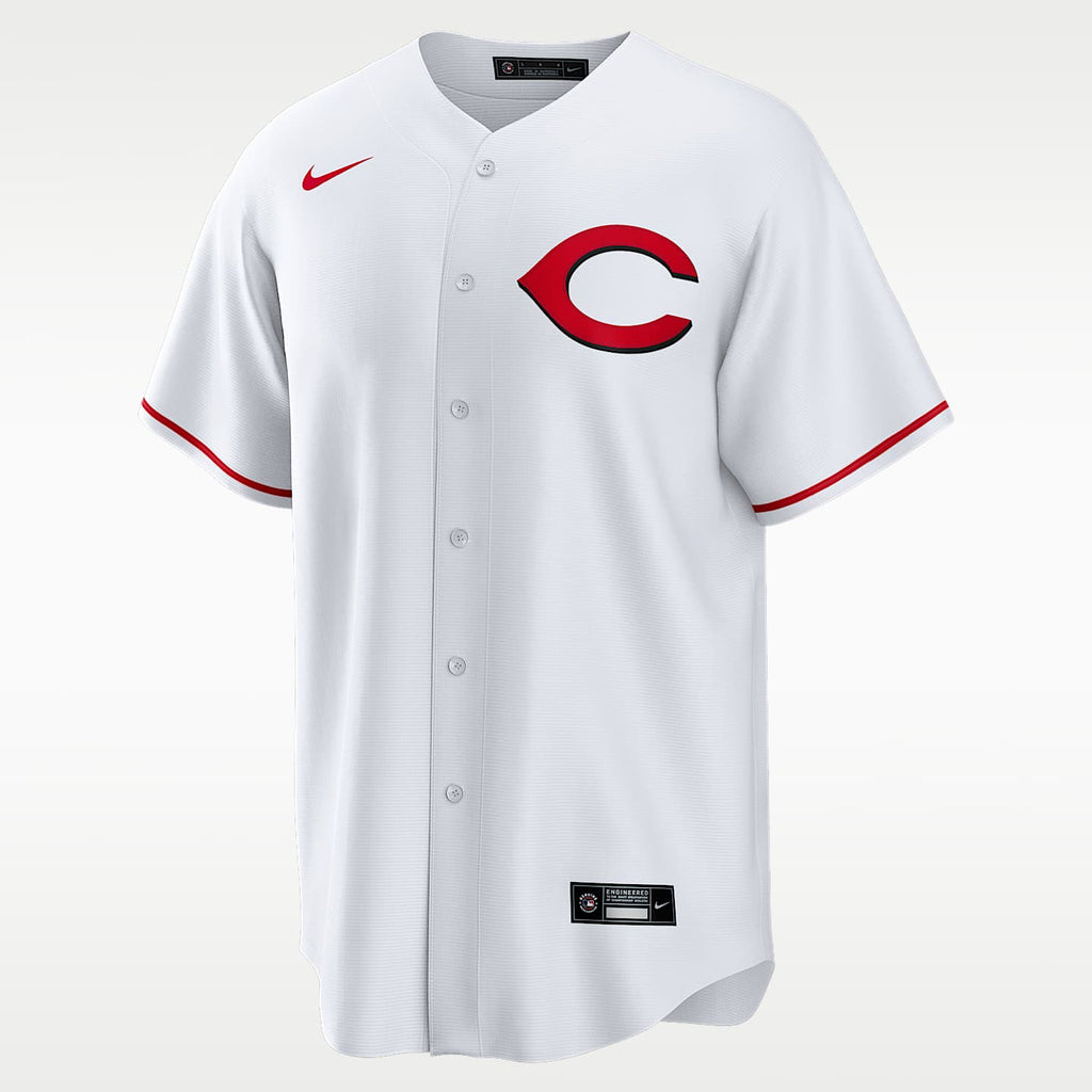 Cincinnati Reds Jersey — White Home — Elly De La Cruz #44 — front view