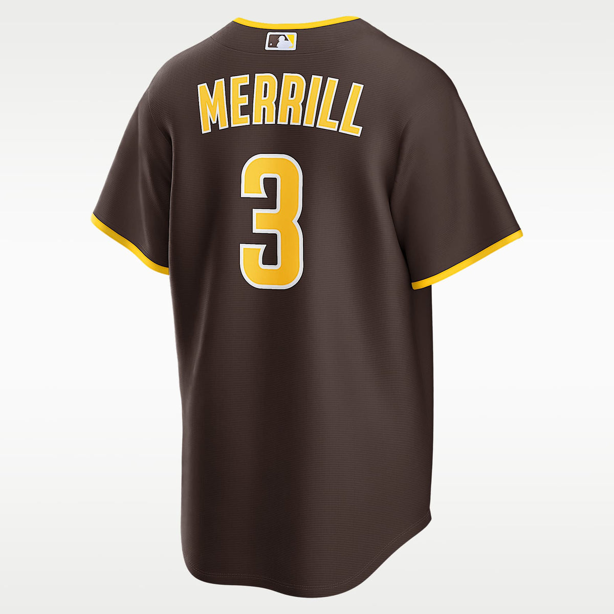 San Diego Padres Brown Road Jersey — Jackson Merrill #3 — back view