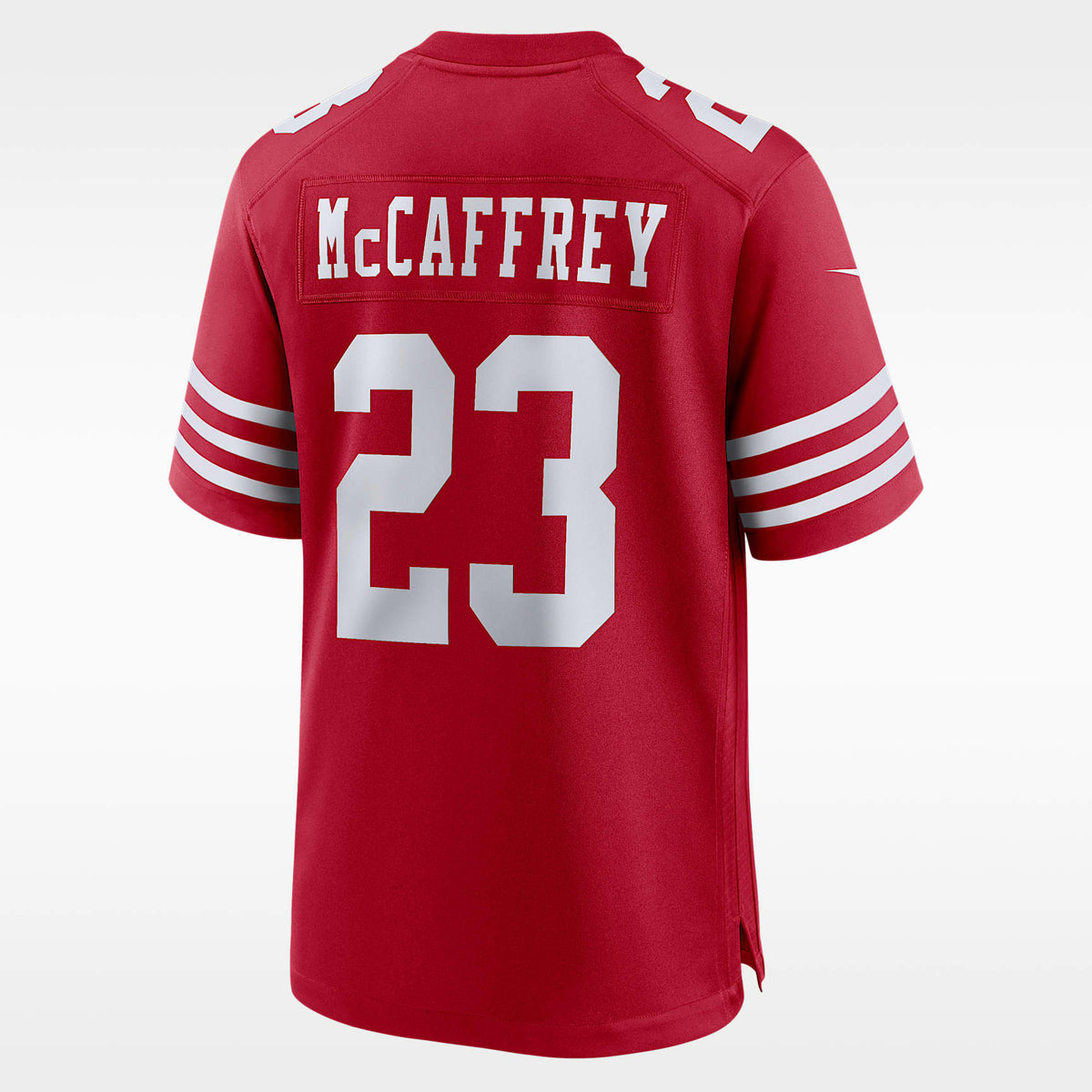 San Francisco 49ers Scarlet Alternate Jersey — Christian McCaffrey #23 — back view