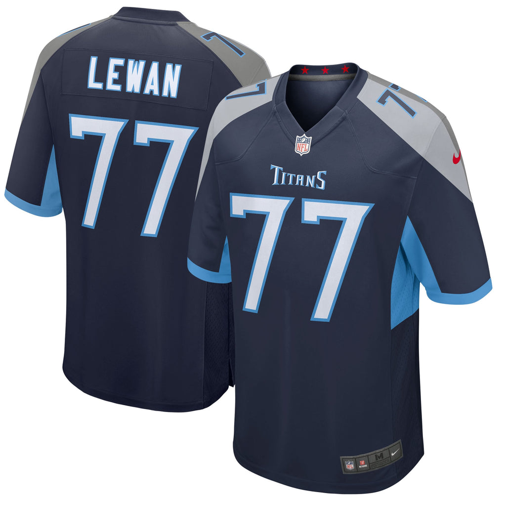Tennessee Titans NFL jersey — Taylor Lewan #77 — front and back views