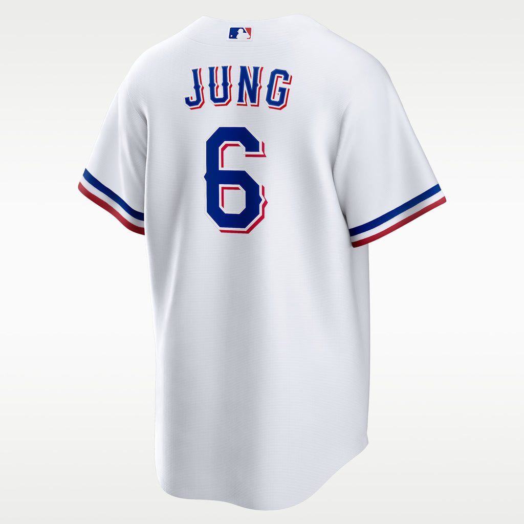 Texas Rangers Jersey — White Home — Josh Jung #6 — back view