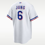 Texas Rangers Jersey — White Home — Josh Jung #6 — back view