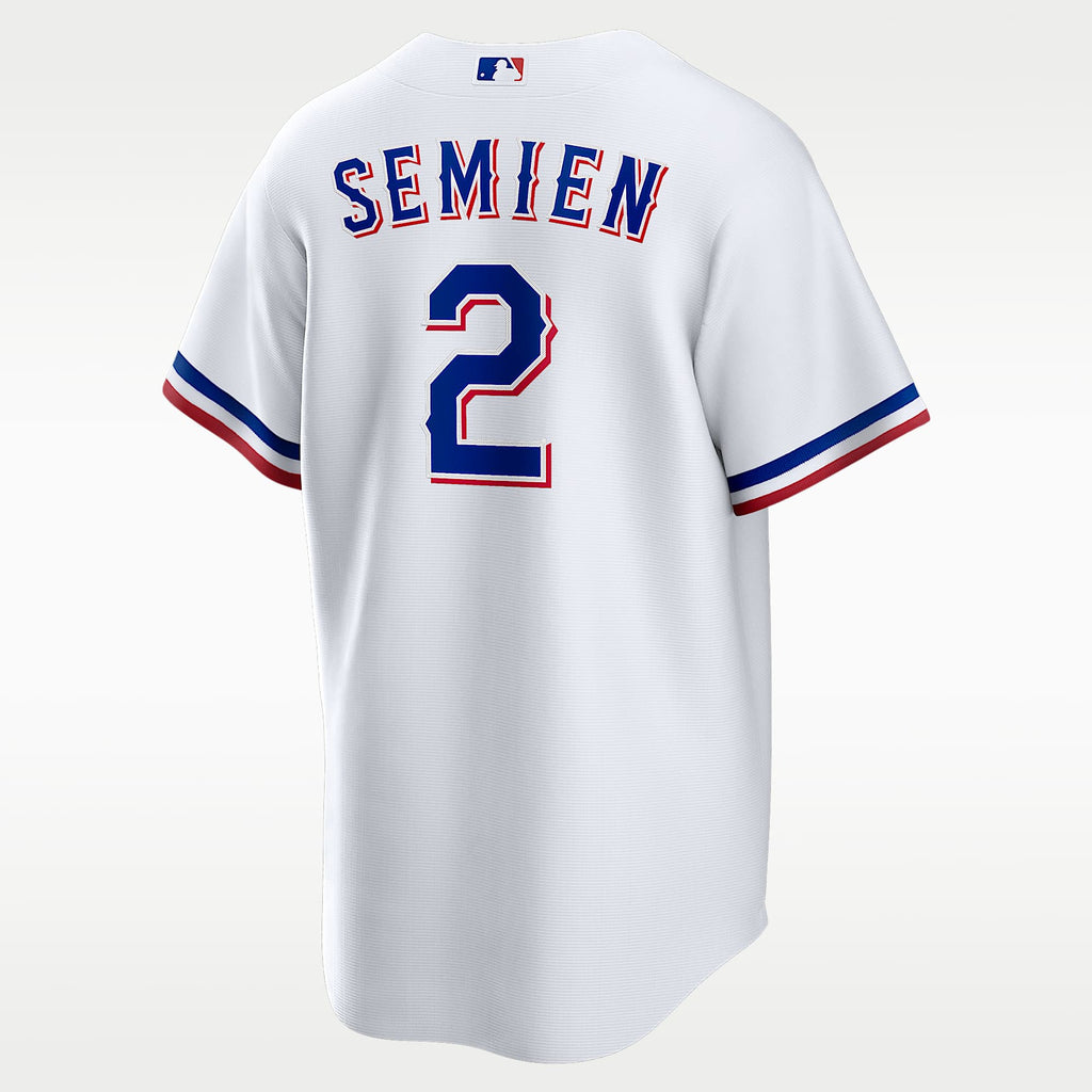 Texas Rangers Jersey — White Home — Marcus Semien #2 — back view
