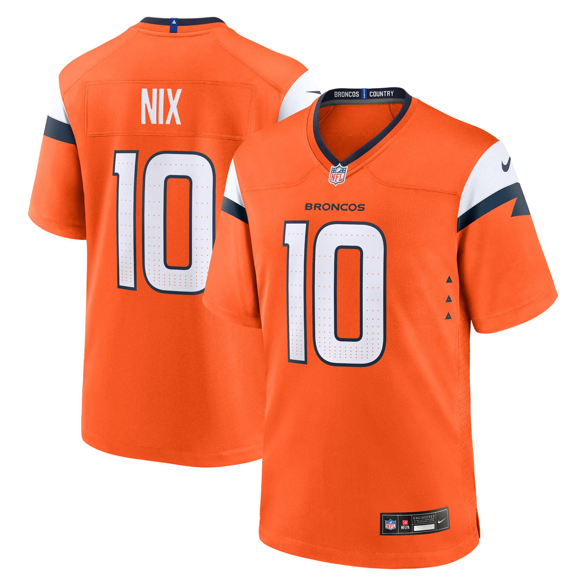 Denver Broncos NFL jersey — Bo Nix #10 — front view