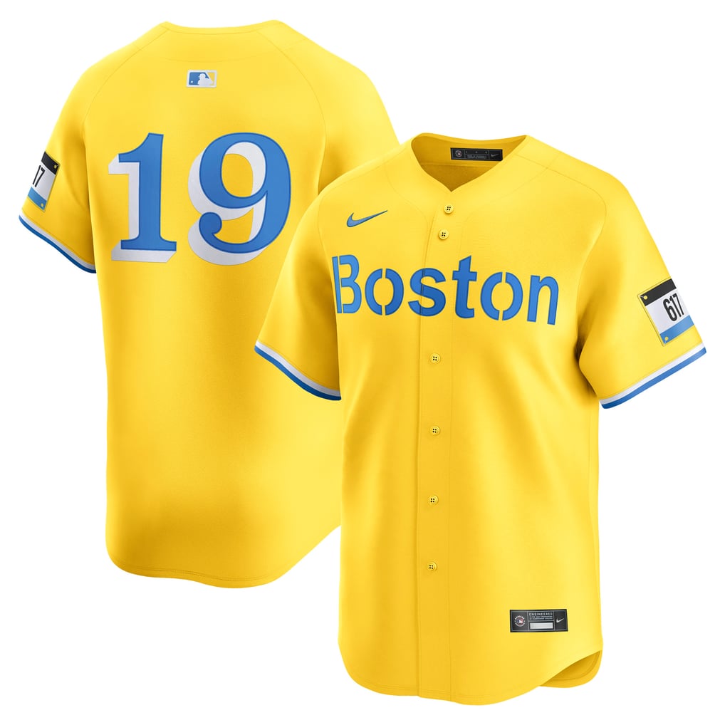 Boston Red Sox Gold City Connect Roman Anthony #19 men's jersey front and back