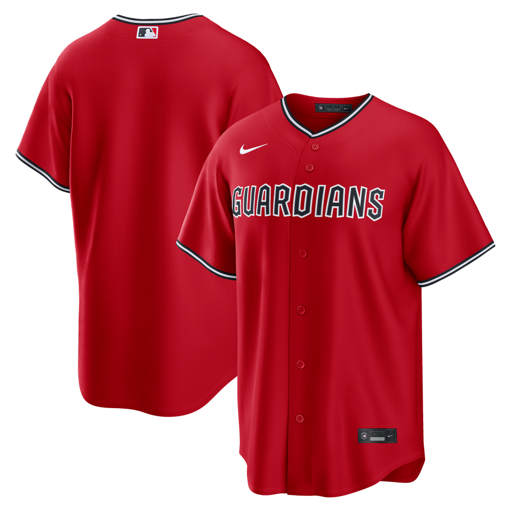 Cleveland Guardians Red Alternate men's jersey front and back