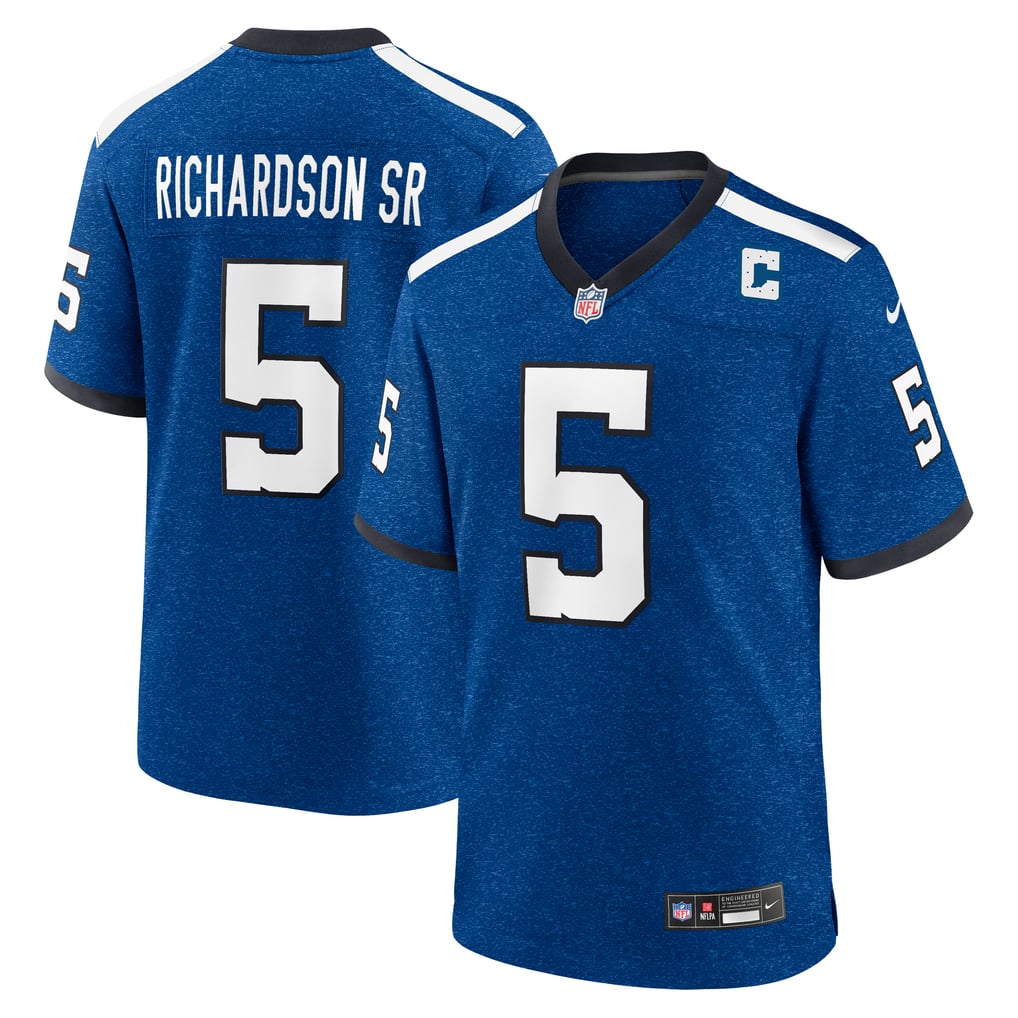 GoalStyle Indianapolis Colts Indiana Nights Alternate Jersey Royal Anthony Richardson Sr. #5 front back