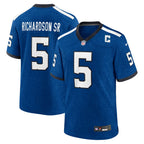 GoalStyle Indianapolis Colts Indiana Nights Alternate Jersey Royal Anthony Richardson Sr. #5 front back