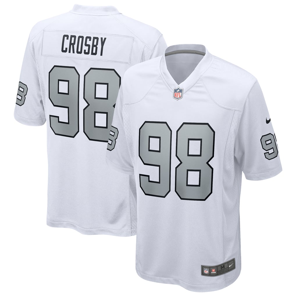 GoalStyle Las Vegas Raiders White Jersey Maxx Crosby #98 front back