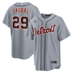 Detroit Tigers Gray Road Tarik Skubal #29 men's jersey front and back