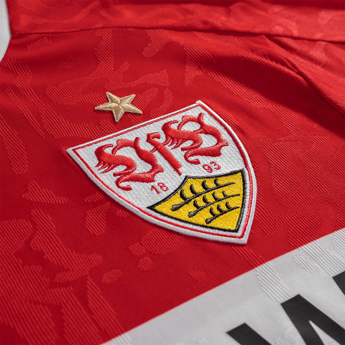 VfB Stuttgart 2026/27 red Away Jersey crest and fabric detail