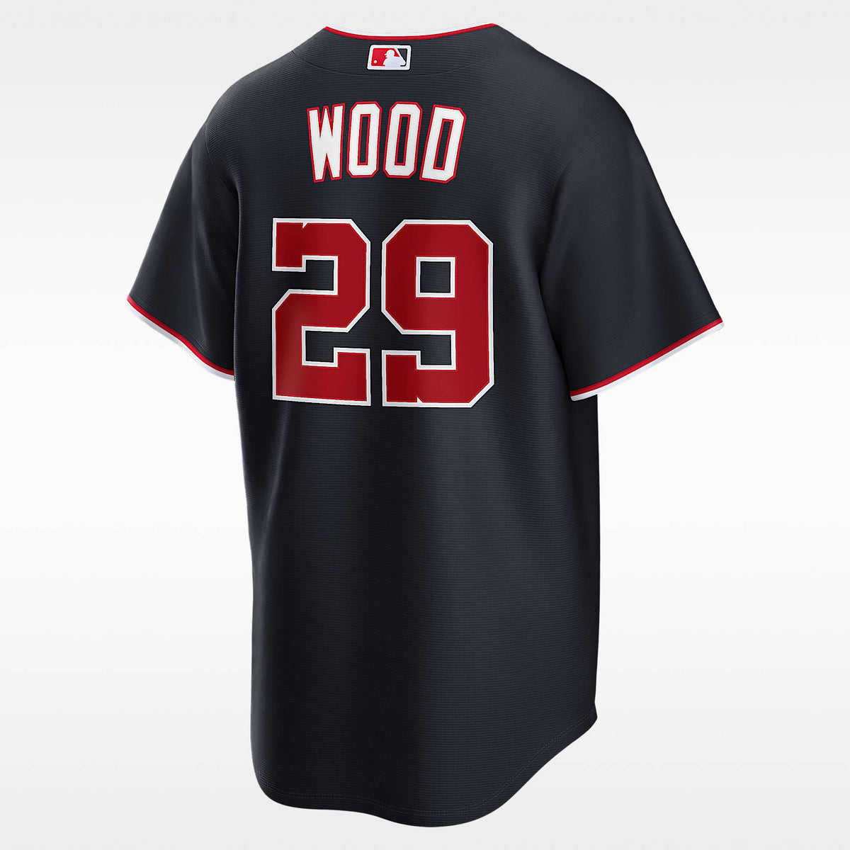Washington Nationals Jersey — Navy — James Wood #29 — back view